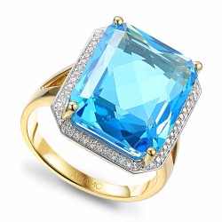 Pierścionek z niebieskim topazem i diamentami (R33406 Y BT): 7 - zdjęcie: 2