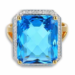 Pierścionek z niebieskim topazem i diamentami (R33406 Y BT): 7 - zdjęcie: 4