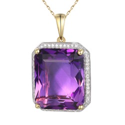 Zawieszka z ametystem i diamentami (P33406 Y AM) - zdjęcie: 2