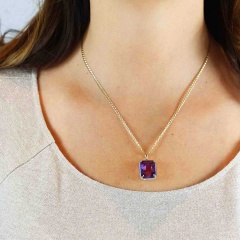 Zawieszka z ametystem i diamentami (P33406 Y AM)