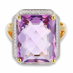 Pierścionek z ametystem i diamentami (R33406 Y AM): 7 - zdjęcie: 4