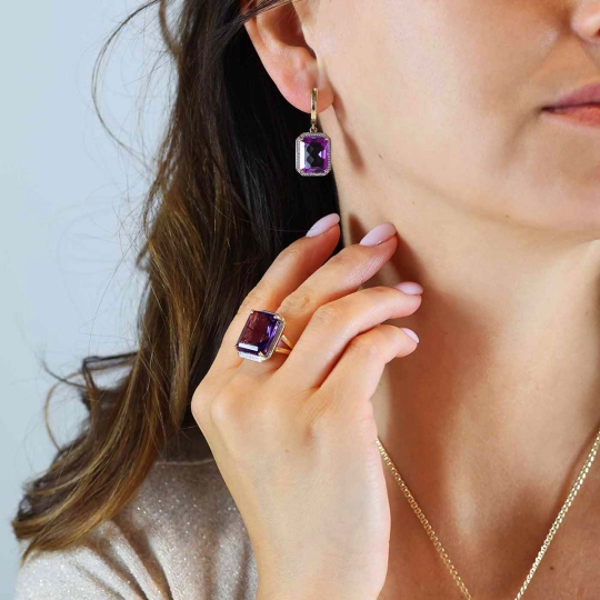 Pierścionek z ametystem i diamentami (R33406 Y AM): 7