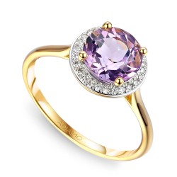 Pierścionek z ametystem i diamentami (R62900 Y D AM): 7 - zdjęcie: 2