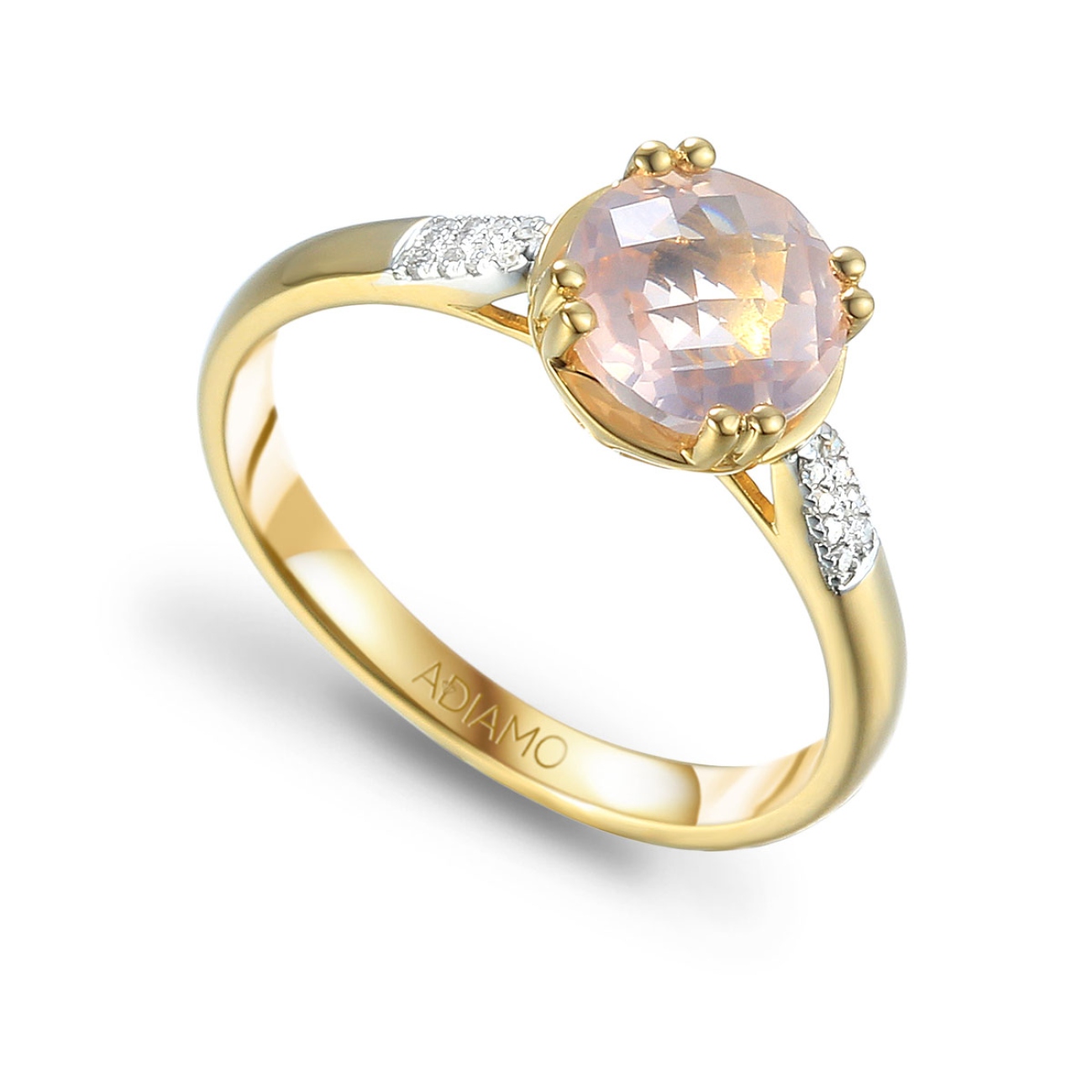 Pierścionek z różowym kwarcem i diamentami (R82457 Y RQ): 15