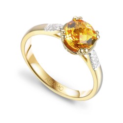 Pierścionek z cytrynem i diamentami (R82457 Y CT): 10 - zdjęcie: 2