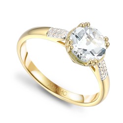 Pierścionek z białym topazem i diamentami (R82457 Y WT): 10 - zdjęcie: 2