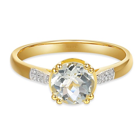 Pierścionek z białym topazem i diamentami (R82457 Y WT)