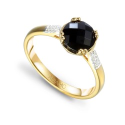 Pierścionek z czarnym agatem i diamentami (R82457 Y BAG): 10 - zdjęcie: 2