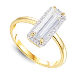 Pierścionek z białym topazem i diamentami (R82528 Y WT): 7 - zdjęcie: 2