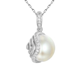 Zawieszka z perłą i diamentami (P81530 W) - zdjęcie: 2