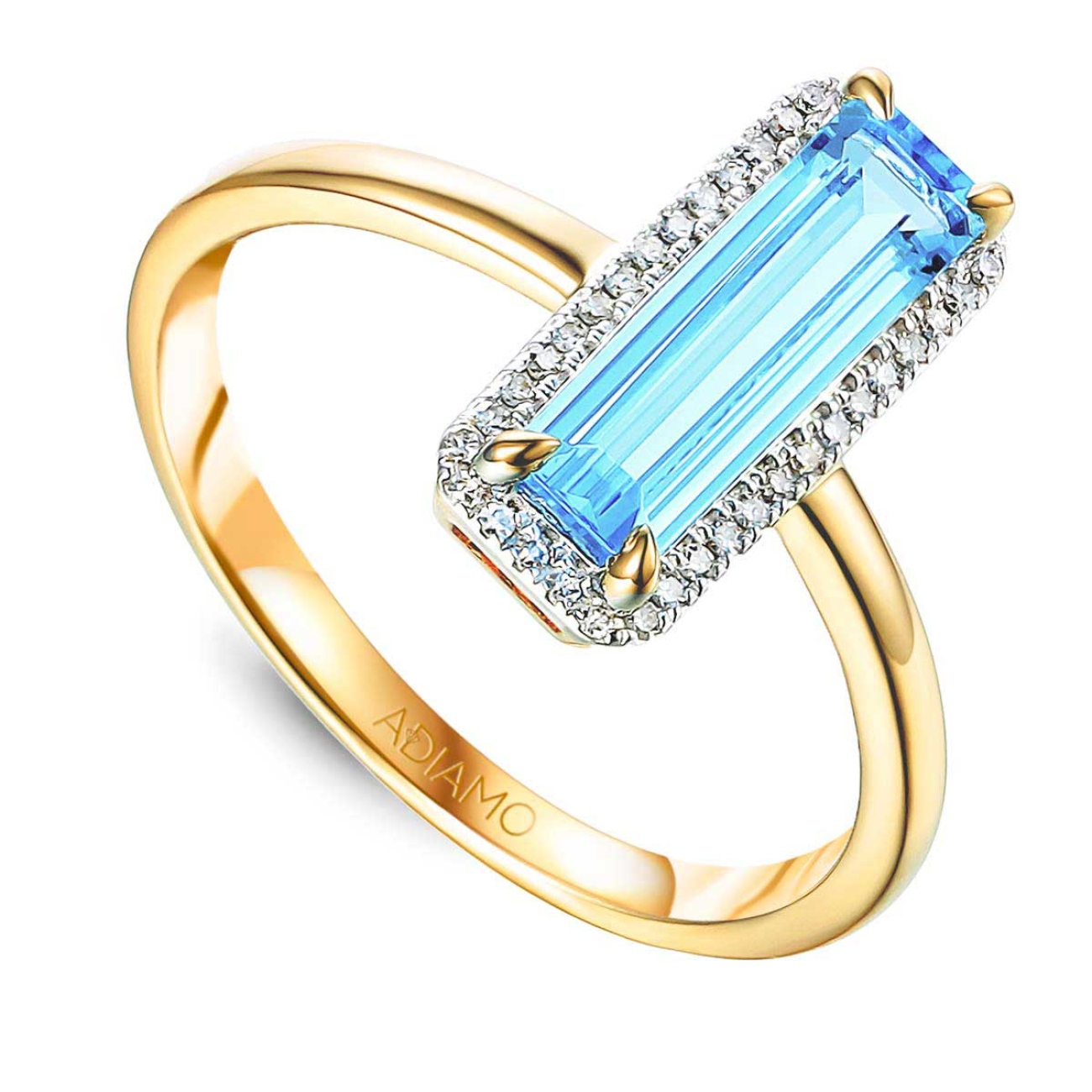 Pierścionek z niebieskim topazem i diamentami (R82528 Y BT): 10