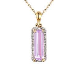 Zawieszka z różowym ametystem i diamentami (P82528 Y PAM) - zdjęcie: 2