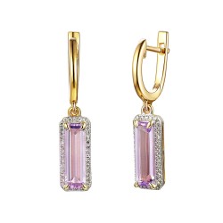 Kolczyki z różowym ametystem i diamentami (E82528 Y A PAM) - zdjęcie: 2
