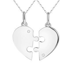 Zawieszka serce podwójna złota z diamentami (P84909 W) - zdjęcie: 2