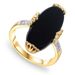 Pierścionek z czarnym agatem i diamentami (R82944 Y BAG): 7 - zdjęcie: 2