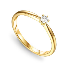Pierścionek z diamentem, żółte złoto pr.585 (R34130 0,15ct)