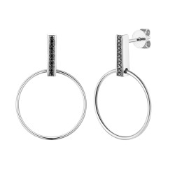 Kolczyki z czarnymi diamentami (E74869 W S BD) - zdjęcie: 2