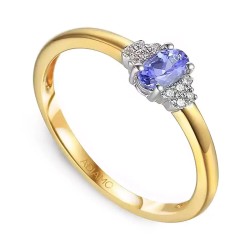 Pierścionek z tanzanitem i diamentami (R30617 YW T): 8 - zdjęcie: 2