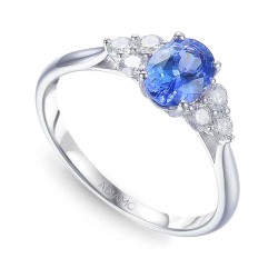 Pierścionek z tanzanitem i diamentami (R55905 W T): 7 - zdjęcie: 2