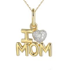 Zawieszka złota z diamentami I ♥ MOM (P84905 Y)