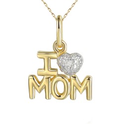 Zawieszka złota z diamentami I ♥ MOM (P84905 Y) - zdjęcie: 2