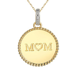 Zawieszka złota z diamentami mama (P84907 Y) - zdjęcie: 2