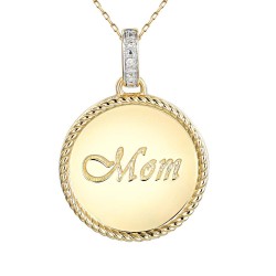 Zawieszka złota z diamentami mama (P84906 Y) - zdjęcie: 2