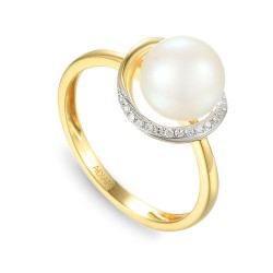 Pierścionek z perłą i diamentami (R34407 Y): 14 - zdjęcie: 2