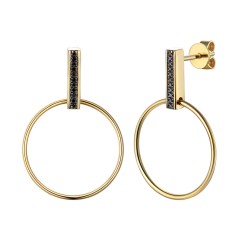 Kolczyki z czarnymi diamentami (E74869 Y S BD) - zdjęcie: 2