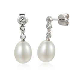 Kolczyki z perłami i diamentami (E55704 W S) - zdjęcie: 2