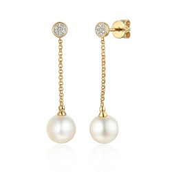 Kolczyki wiszące z perłami i diamentami (E81536 Y S) - zdjęcie: 2