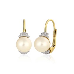 Kolczyki z perłami i diamentami (E36880 Y P) - zdjęcie: 2