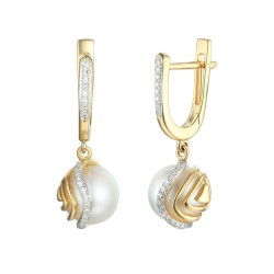 Kolczyki z perłami i diamentami (E81530 Y A) - zdjęcie: 2