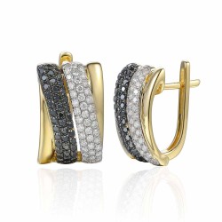 Kolczyki z diamentami i czarnymi diamentami (E73616 Y A BD) - zdjęcie: 2