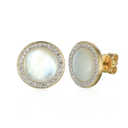 Kolczyki z masą perłową i diamentami (E81580 Y S) - zdjęcie: 2