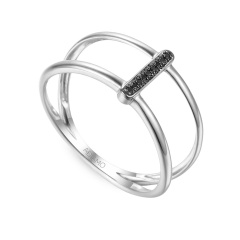 Pierścionek z czarnymi diamentami (R64659 W BD)