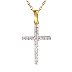 Zawieszka złoty krzyżyk z diamentami  (P43356 Y) - zdjęcie: 2