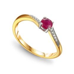 Pierścionek z rubinem i diamentami (R36957 YW RU): 9 - zdjęcie: 2