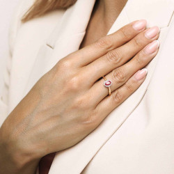 Pierścionek z rubinem i diamentami (R37507 YW RU): 9 - zdjęcie: 3