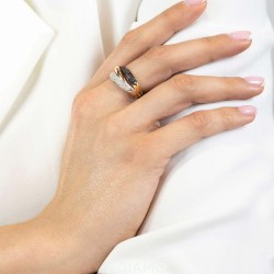 Pierścionek z diamentami i czarnymi diamentami (R47283 YWR BD): 9 - zdjęcie: 3