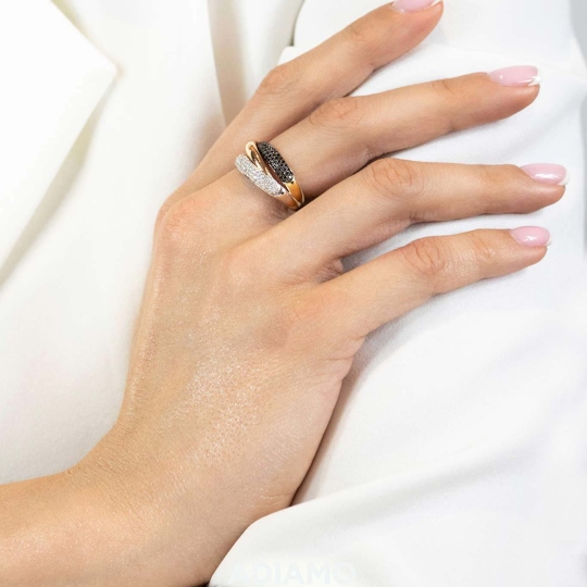 Pierścionek z diamentami i czarnymi diamentami (R47283 YWR BD): 9