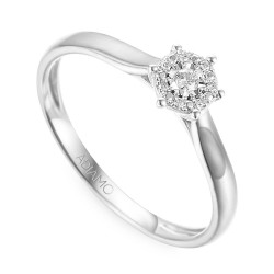 Pierścionek z diamentami, dwukolorowe złoto pr.585 (R69379 W) - zdjęcie: 2