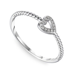 Pierścionek serce z diamentami (R60117 W)