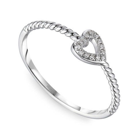 Pierścionek serce z diamentami (R60117 W)