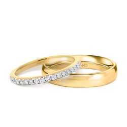 Obrączki ślubne, dwukolorowe złoto, diamenty, 1,6mm i 4mm: 9, 25 - zdjęcie: 2