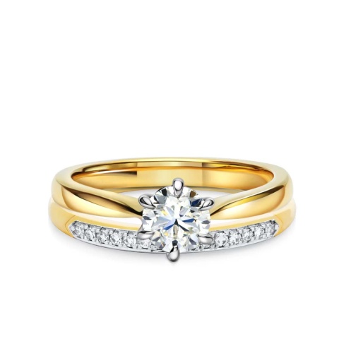Obrączki ślubne, żółte złoto, diamenty, 1,5mm i 4mm (R71735 Y)