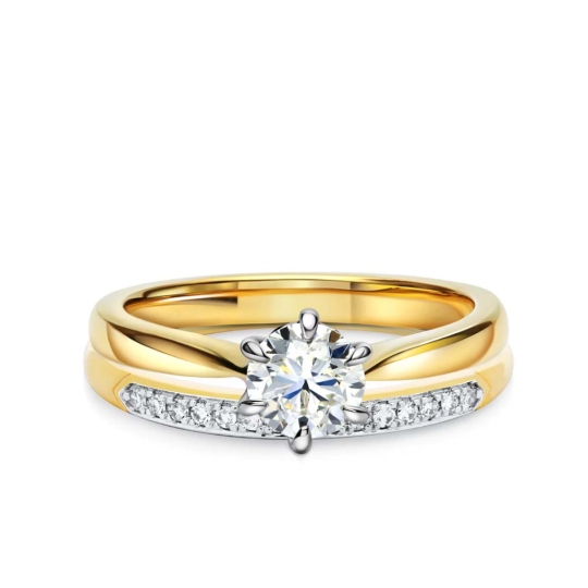 Obrączki ślubne, dwukolorowe złoto, diamenty, 1,5mm i 4mm: 9, 25