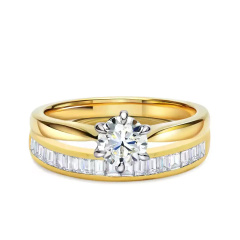 Obrączki ślubne, żółte złoto, diamenty, 3,4mm i 4mm