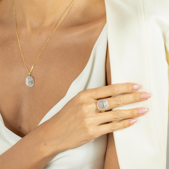 Pierścionek z diamentami (R81598 YW): 10