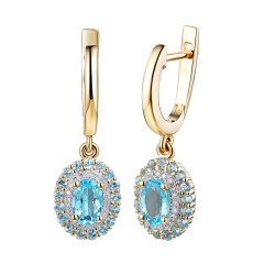 Kolczyki z niebieskimi topazami i diamentami (E71860 Y A BT) - zdjęcie: 2